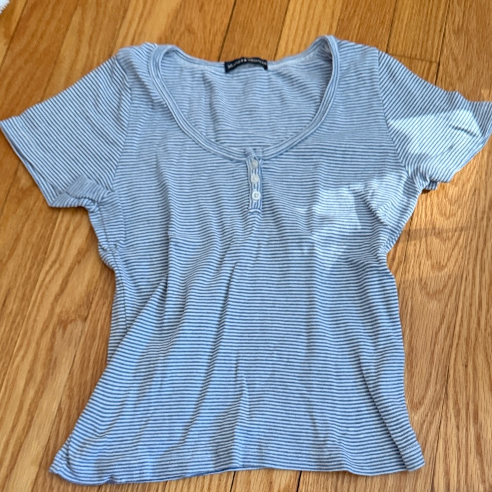 Brandy Melville Blue Striped Short Sleeve Top